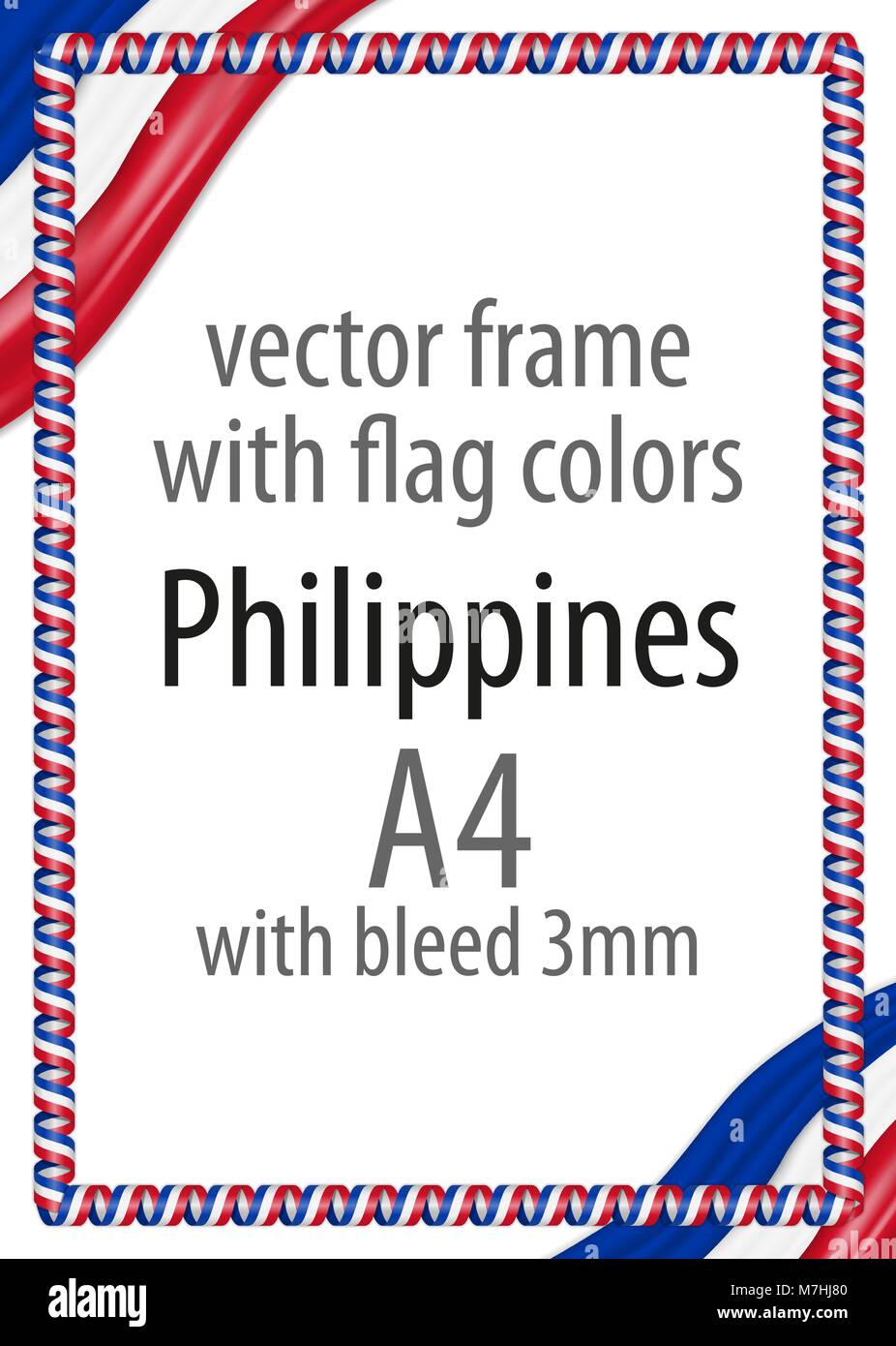 Frame and border of ribbon with the colors of the Philippines flag