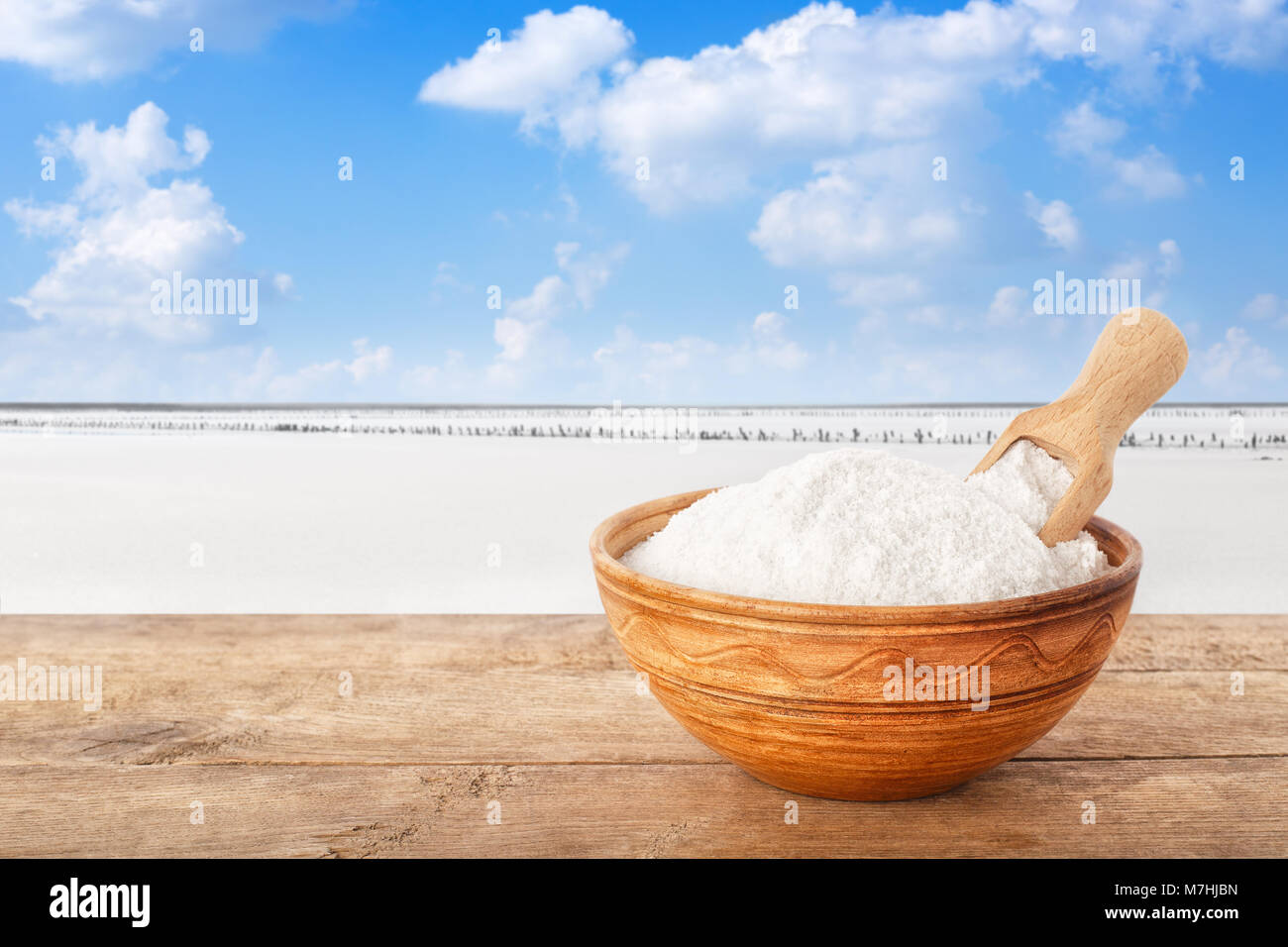Salt In Bowl Crystals Of Salt In Clay Bowl On Table With Salty