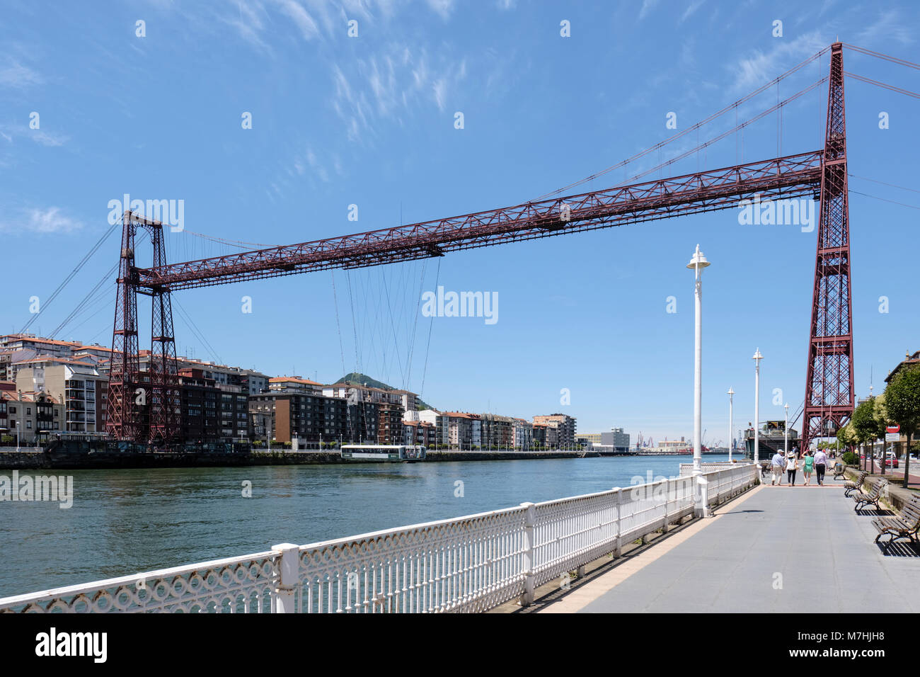 Puente Colgante, Puente Bizkaia, Puente Vizcaya, Puente Portugalete, the first mechanical transporter bridge in the world, Vizcaya, Pais Vasco, Spain, Stock Photo
