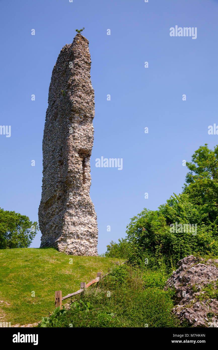 Ruined Norman motte-and-bailey medieval Bramber Castle, West Sussex ...