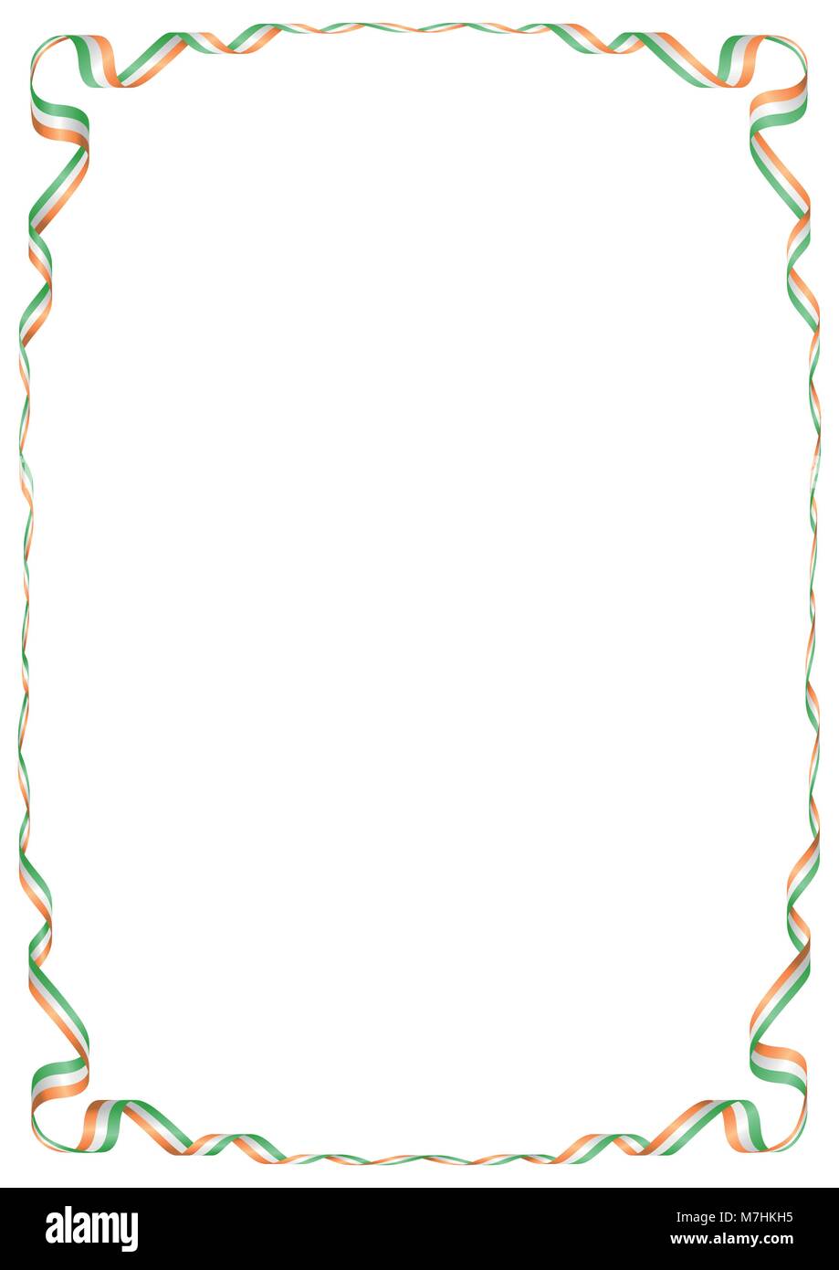 Frame and border of ribbon with the colors of the Ireland flag Stock ...