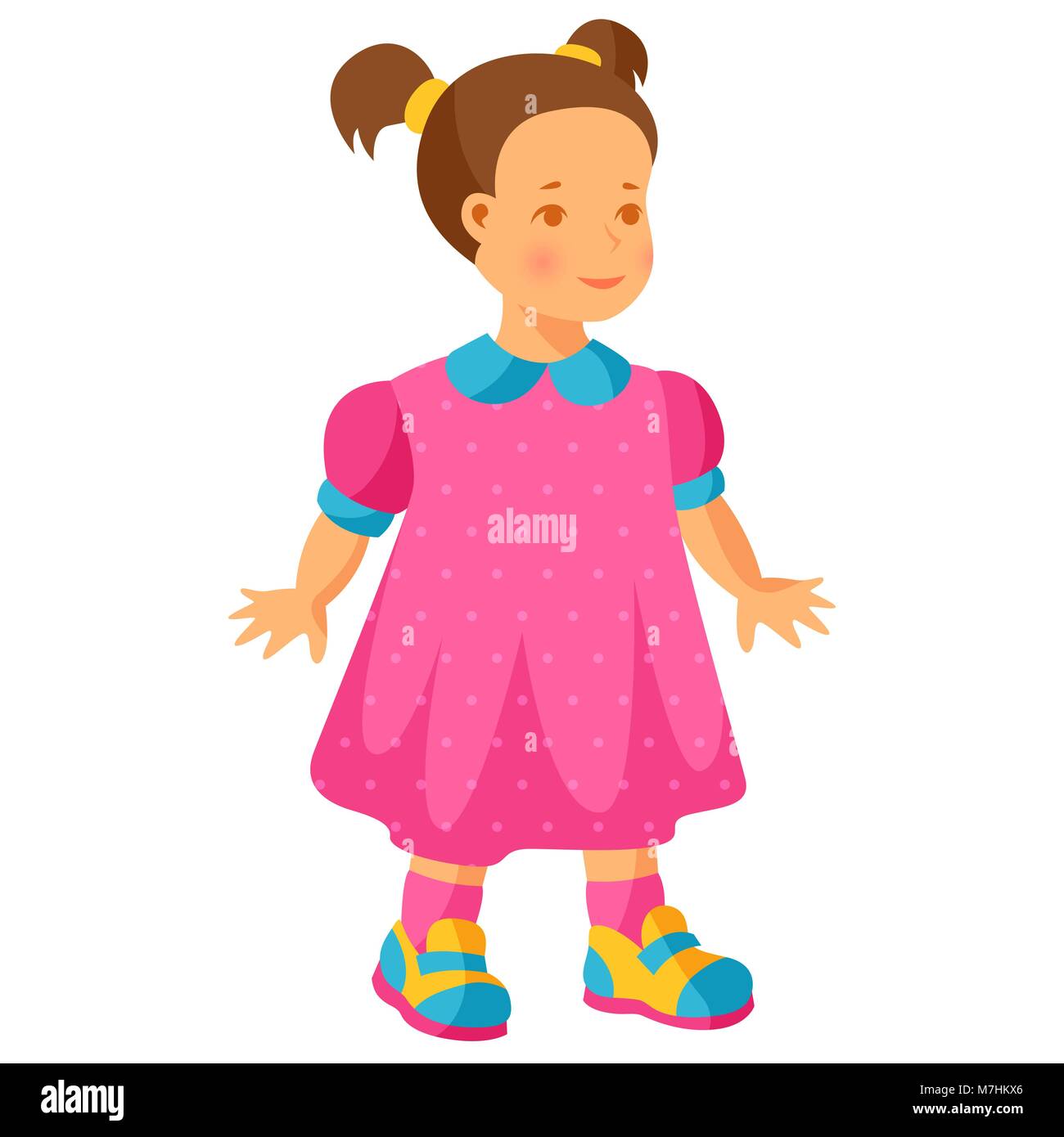 Illustration of pretty little girl in pink dress Stock Vector Image ...