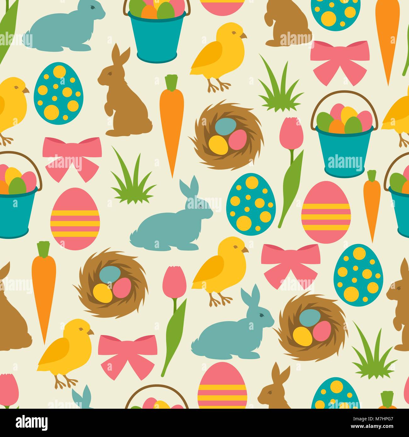Happy Easter seamless pattern with decorative objects. Background can ...
