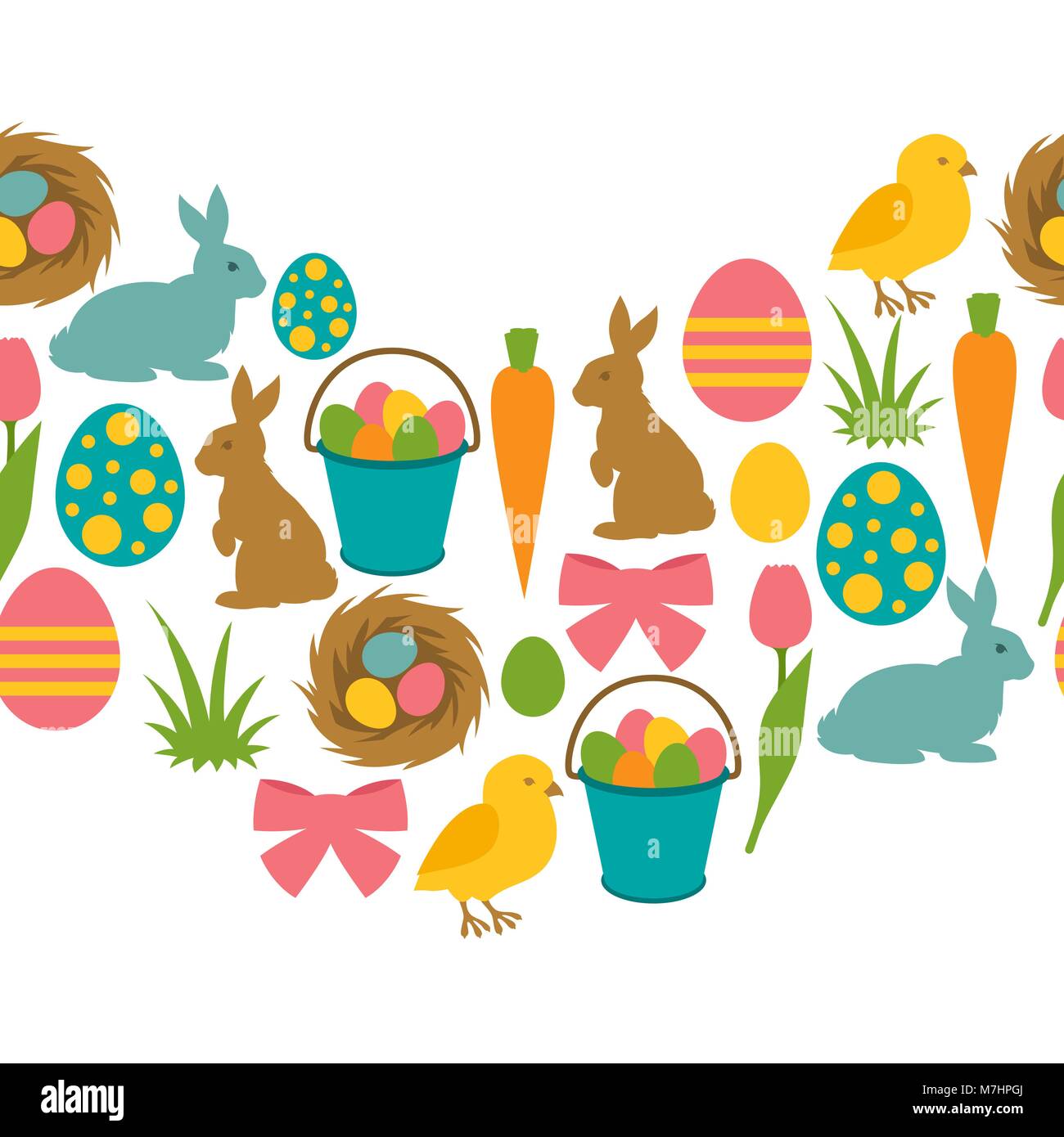 Happy Easter seamless pattern with decorative objects. Background can ...