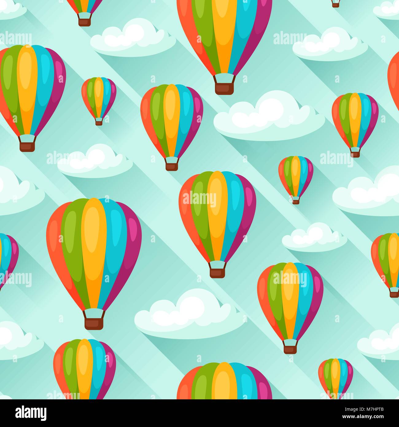 Seamless travel pattern with hot air balloons. Background made without ...