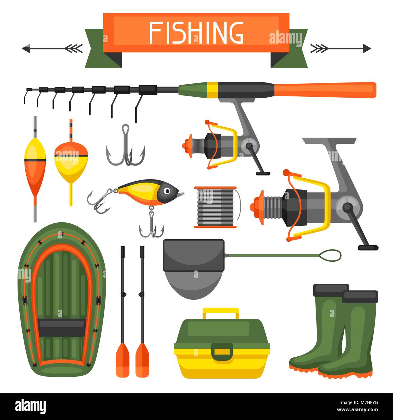 Fishing supplies Cut Out Stock Images & Pictures - Alamy