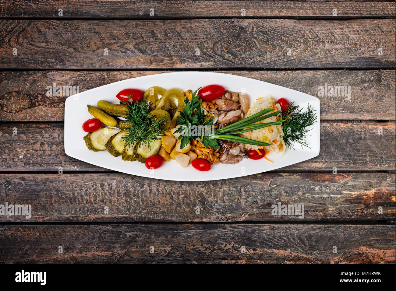 Assorted homemade pickles Stock Photo