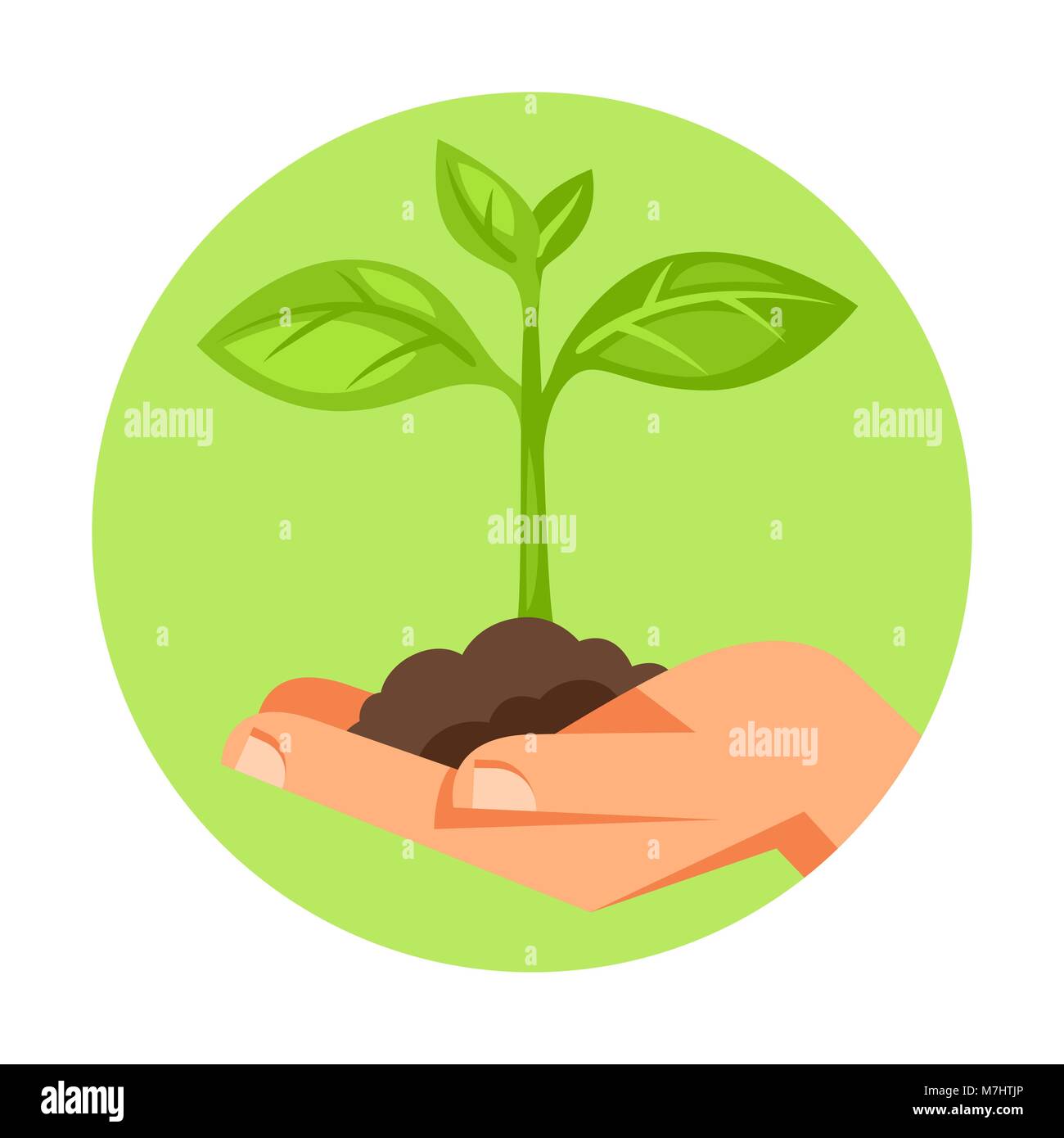 Illustration of human hand holding green small plant Stock Vector Image ...