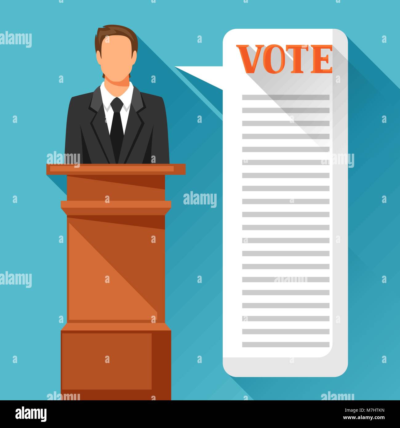 Candidate of party involved in debate. Political elections illustration for banners, web sites, banners and flayers Stock Vector