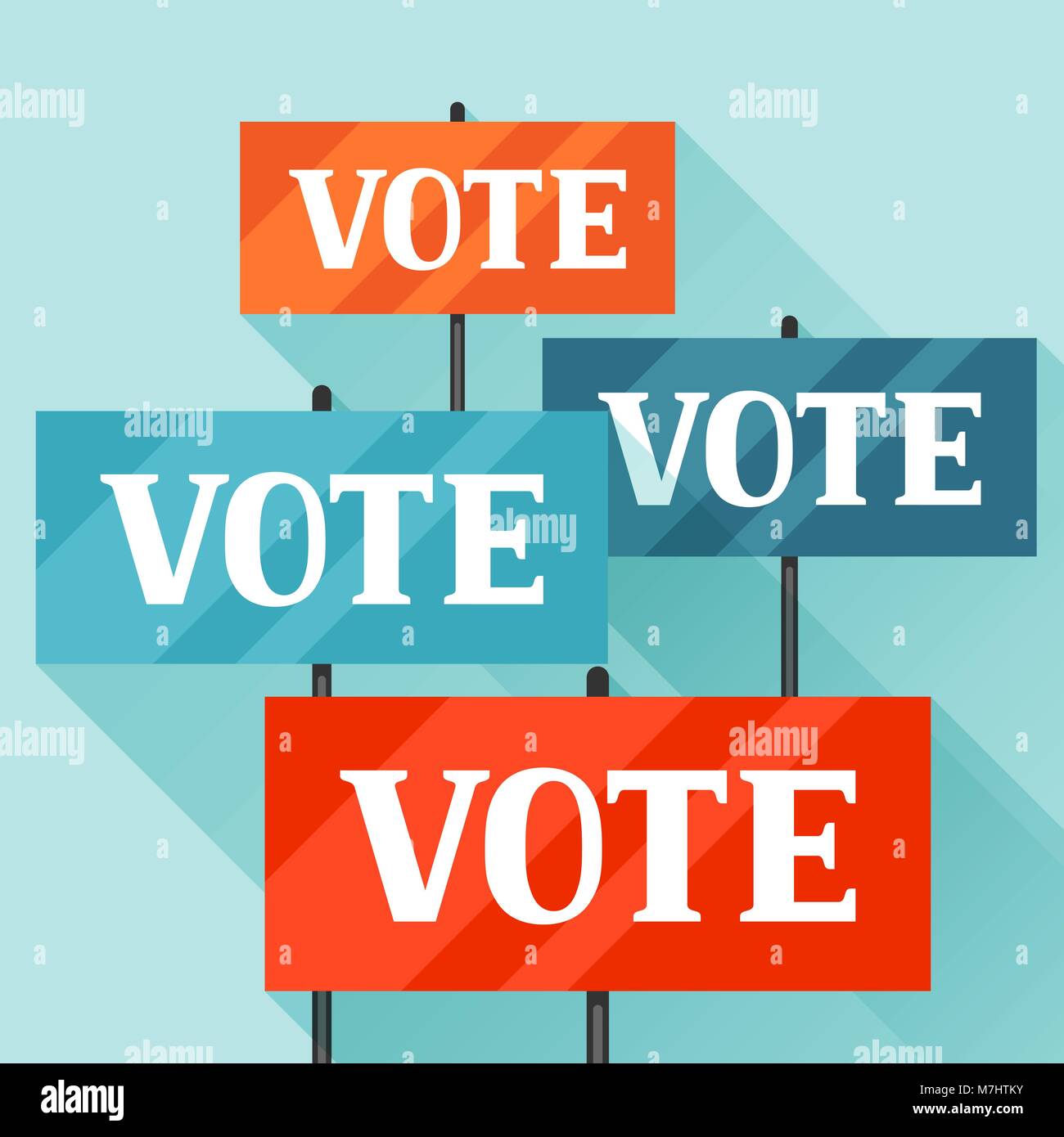 Demonstration with signs calling vote. Political elections illustration for banners, web sites, banners and flayers Stock Vector