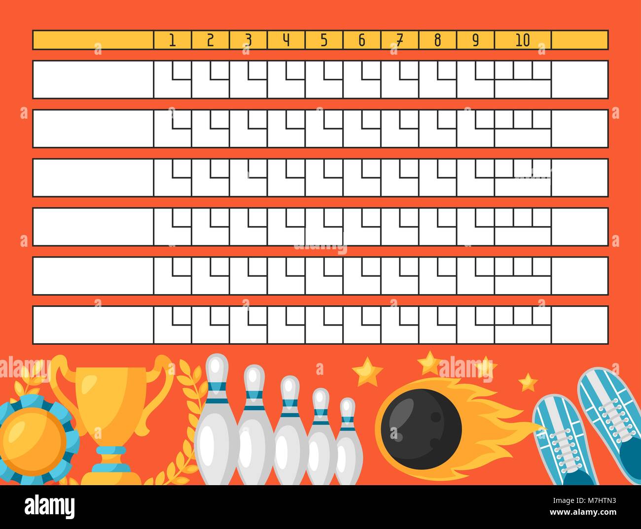 Bowling Score Sheet Blank Template Scoreboard With Game Objects Stock bowling-score-sheet-blank-template-scoreboard-with-game-objects-stock