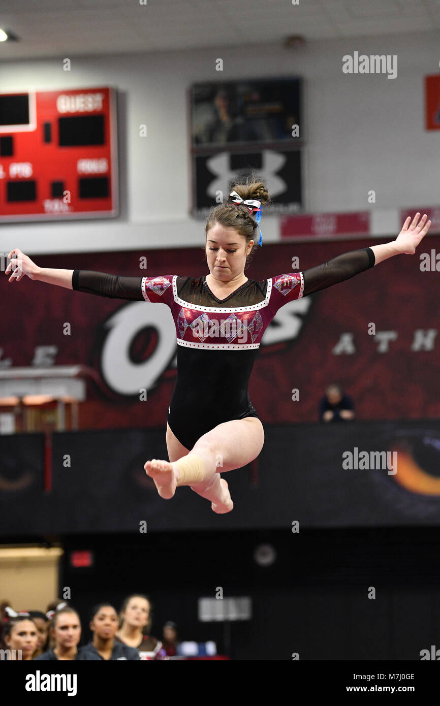 Philadelphia, Pennsylvania, USA. 9th Mar, 2017. Temple Owls gymnast JORDYN OSTER on balance beam during a meet held in Philadelphia, PA. Temple finished second to Maryland in the tri-meet. Credit: Ken Inness/ZUMA Wire/Alamy Live News Stock Photo