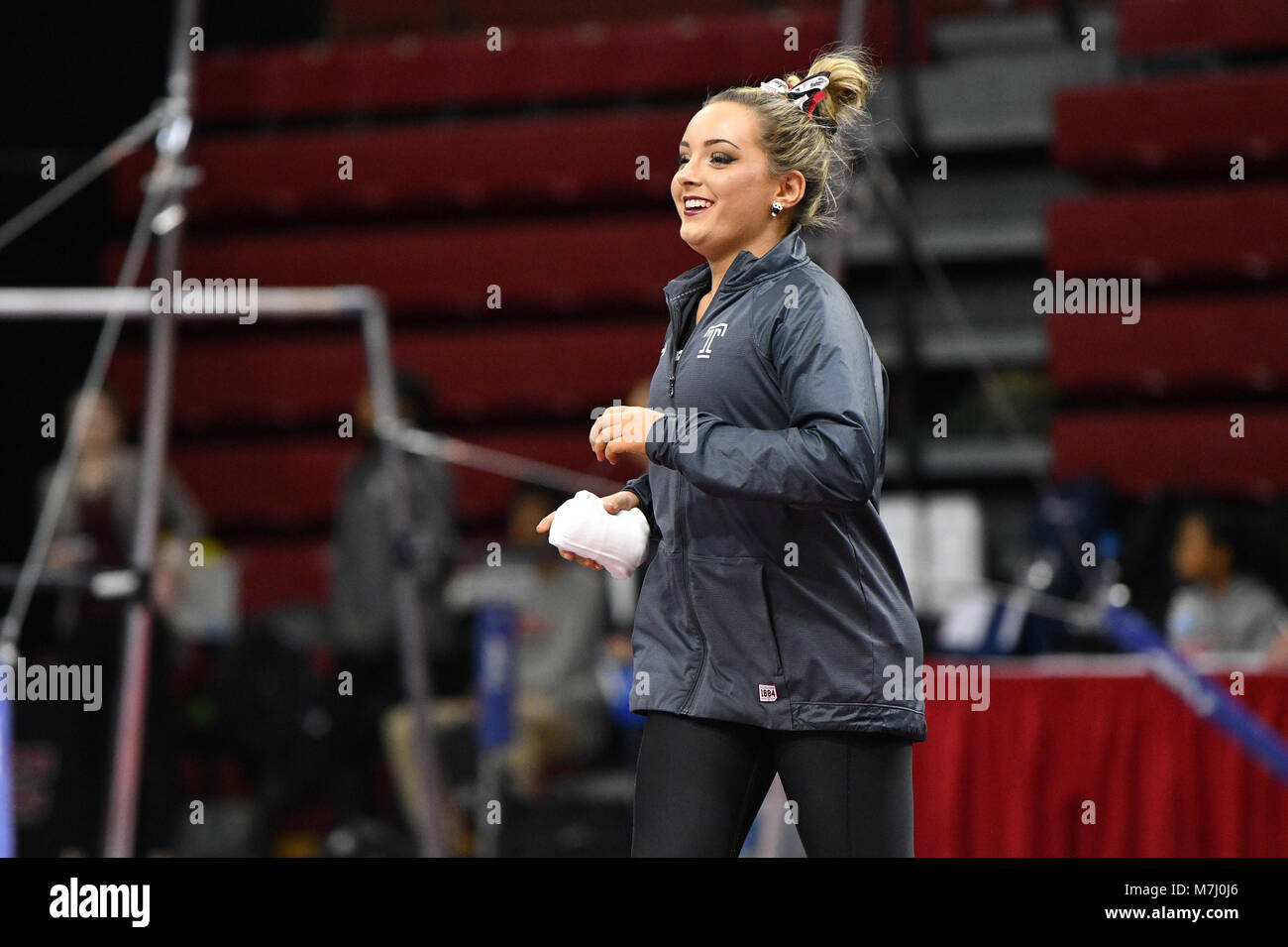 Philadelphia, Pennsylvania, USA. 9th Mar, 2017. Temple Owls gymnast KERRA MASELLA is introduced prior to a meet held in Philadelphia, PA. Temple finished second to Maryland in the tri-meet. Credit: Ken Inness/ZUMA Wire/Alamy Live News Stock Photo