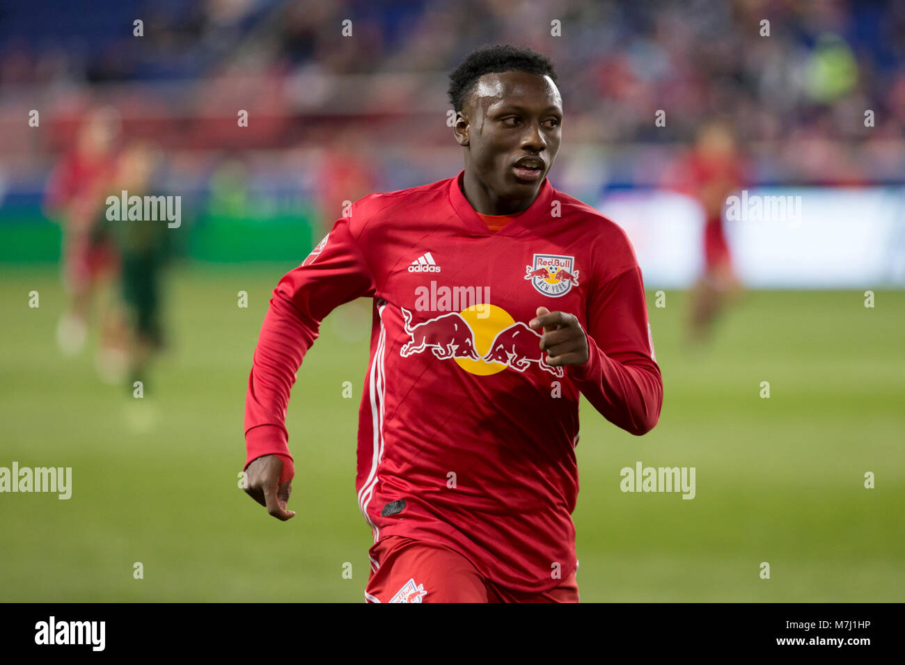 Harrison, New Jersey, USA. 10th March, 2018. Fidel Escobar (29) of Red Bulls controls ball during regular MLS game against Portland Timbers at Red Bull Arena Red Bulls won 4 - 0 Credit: lev radin/Alamy Live News Stock Photo