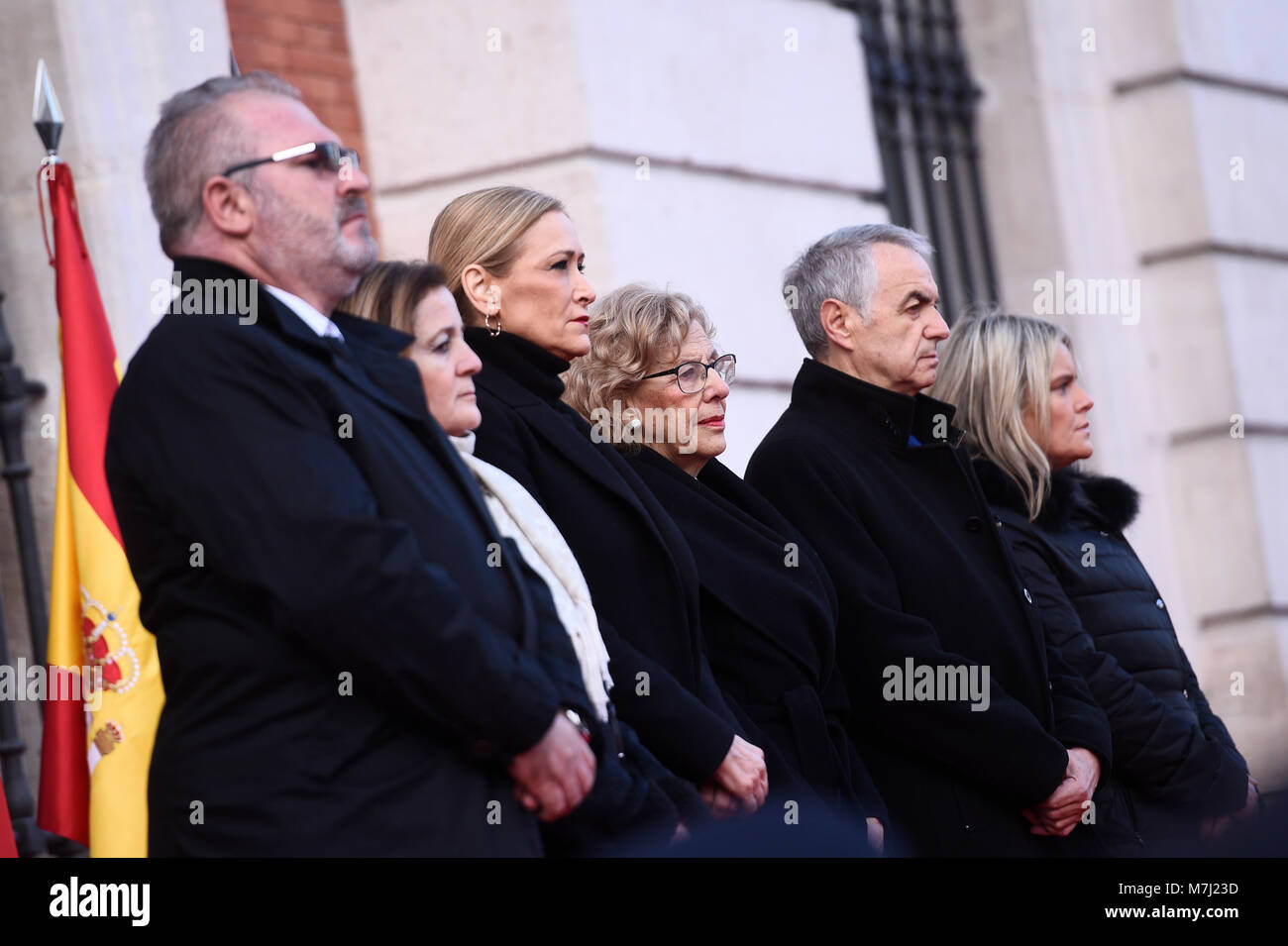 Madrid, Spain. 11th March, 2018. President of the Community of Madrid, Cristina Cifuentes and the Mayor of Madrid, Manuela Carmena during a tribute in memory of the victims of the attack of 11-M 2004, at the Headquarters of the Community of Madrid on Sunday 11 March 2018. Credit: Gtres Información más Comuniación on line, S.L./Alamy Live News Stock Photo