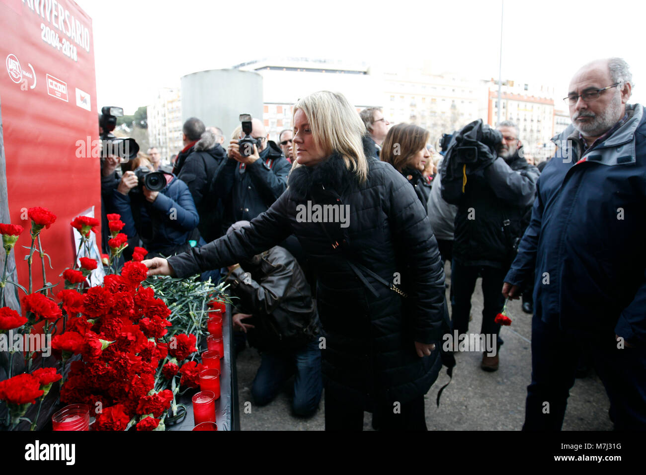 Madrid, Spain. 11th March, 2018. during a tribute in memory of the victims of the attack of 11-M 2004, at the train station of Atocha on Sunday 11 March 2018. Credit: Gtres Información más Comuniación on line, S.L./Alamy Live News Stock Photo