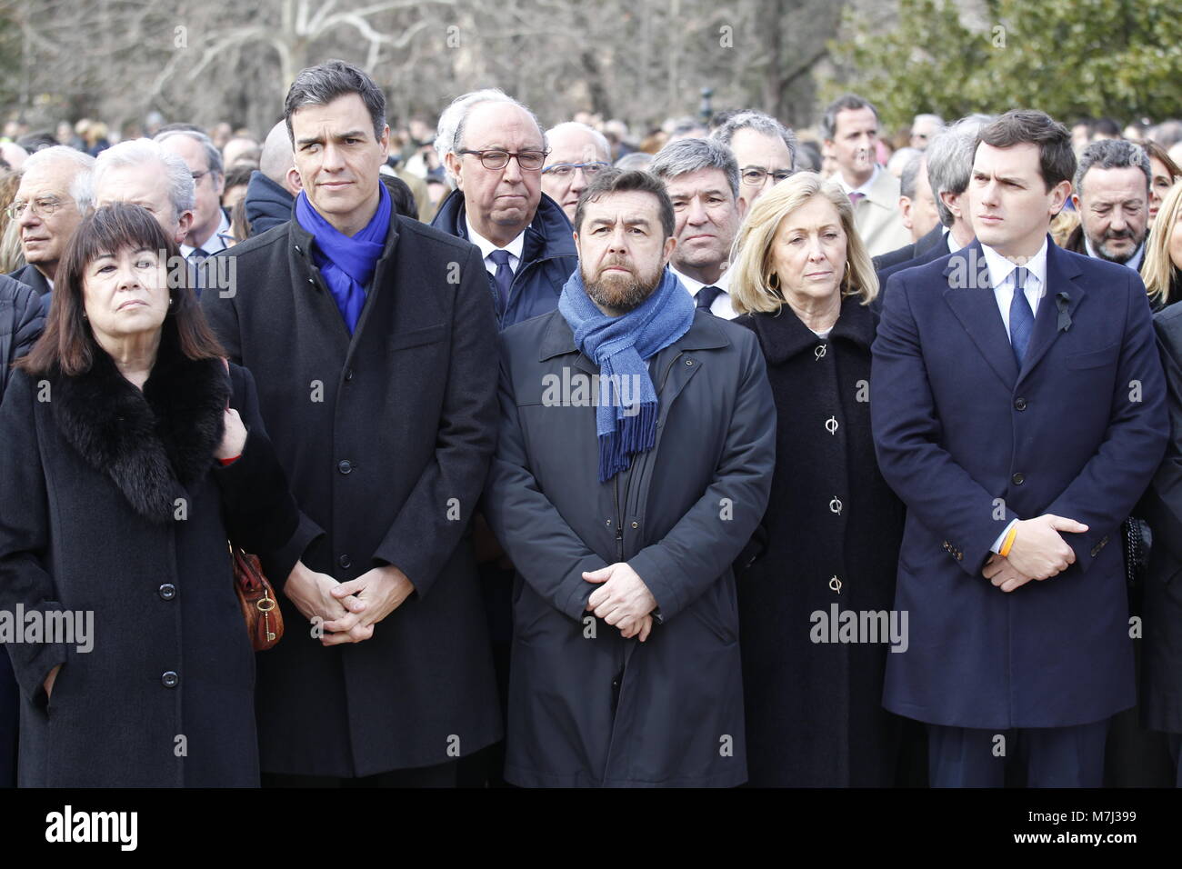Madrid, Spain. 11th March, 2018.Politicans Pedro Sanchez and Albert Rivera during a tribute in memory of the victims of the attack of 11-M 2004, at the forest of the Retiro Park on Sunday 11 March 2018. Credit: Gtres Información más Comuniación on line, S.L./Alamy Live News Stock Photo