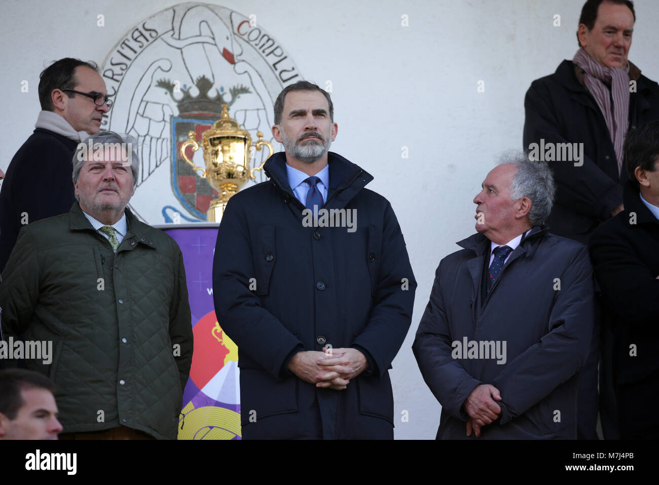 Madrid, Spain. 11th March, 2018. Spanish King Felipe VI and Inigo Mendez de Vigo during the match of rugby between Spain vs Germany in the Central of Complutense Madrid on Sunday 11 March 2018. Spain won (84-10) Germany. Credit: Gtres Información más Comuniación on line, S.L./Alamy Live News Stock Photo