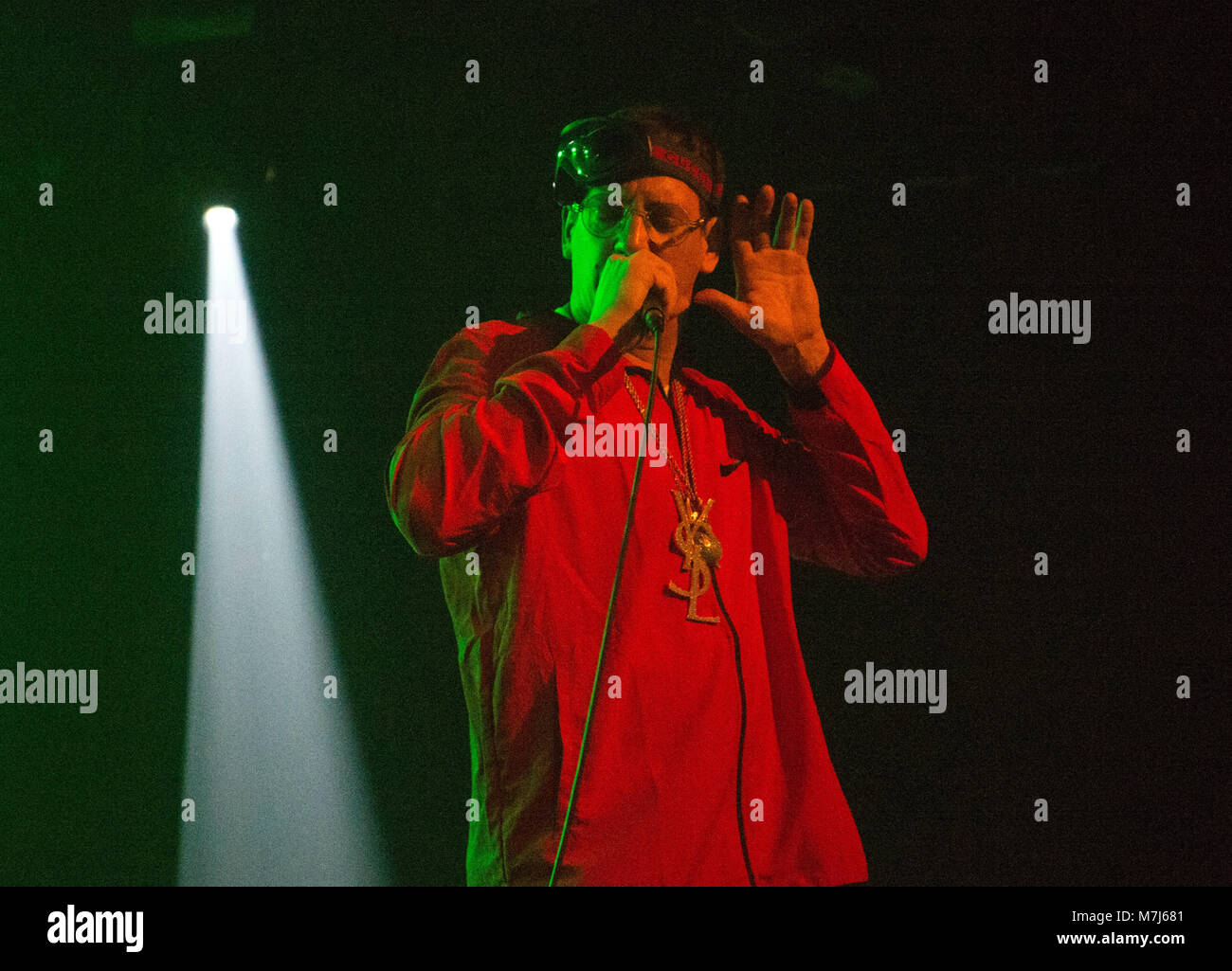 10 March 2018, Germany, Berlin Austrian rapsinger Money Boy performs on stage during a concert