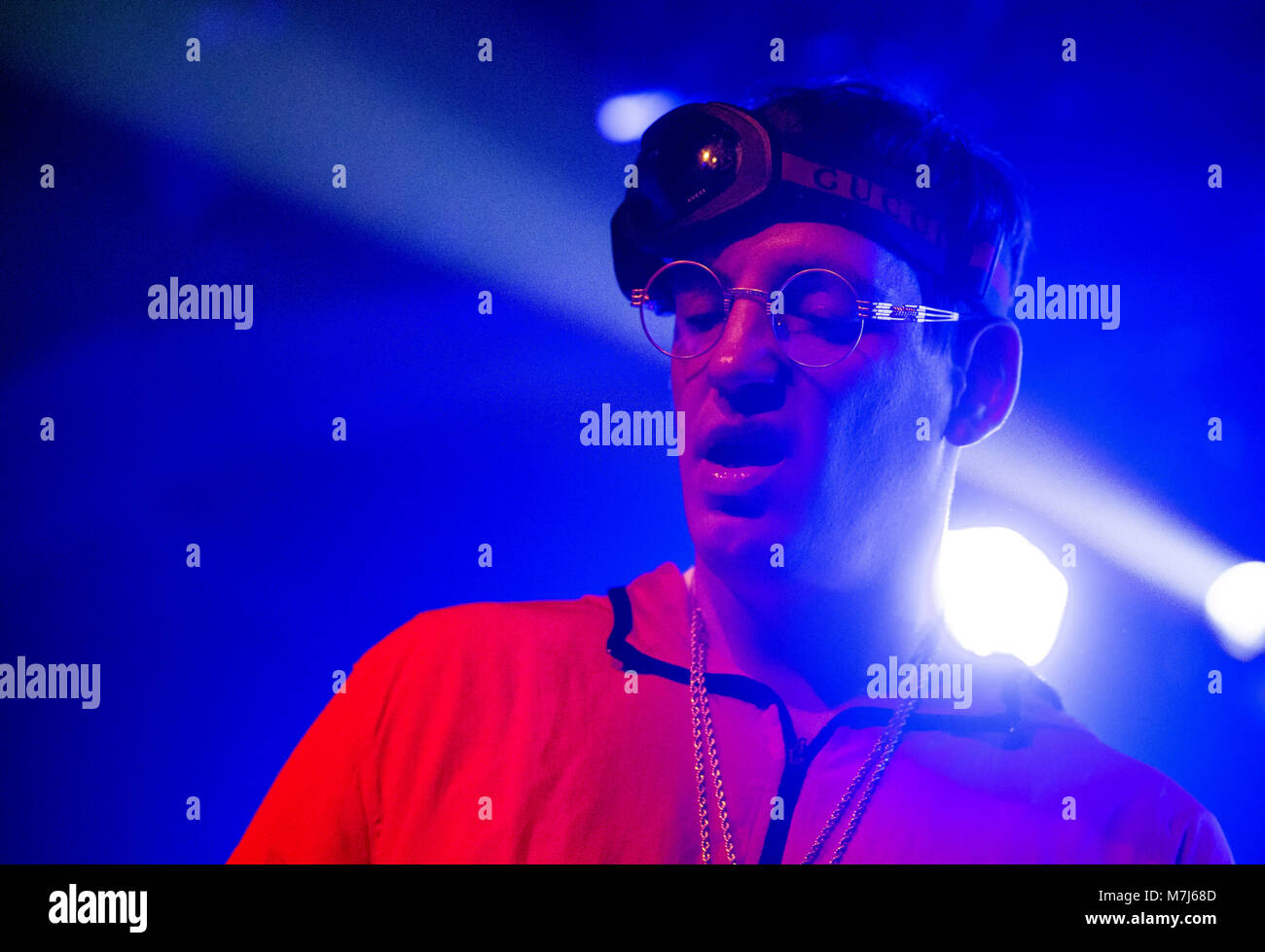 10 March 2018, Germany, Berlin Austrian rapsinger Money Boy performs on stage during a concert