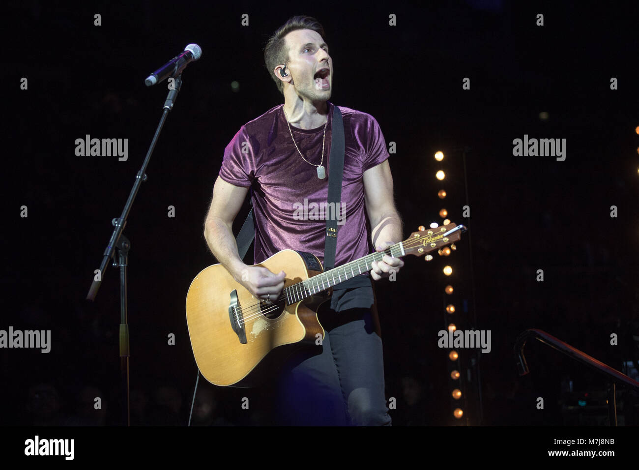 London, England. 11th March 2018,  Russell Dickerson preforming  During Country To Country  at The O2 Arena on March 11th, 2018, London. England.© Jason Richardson / Alamy Live News Stock Photo