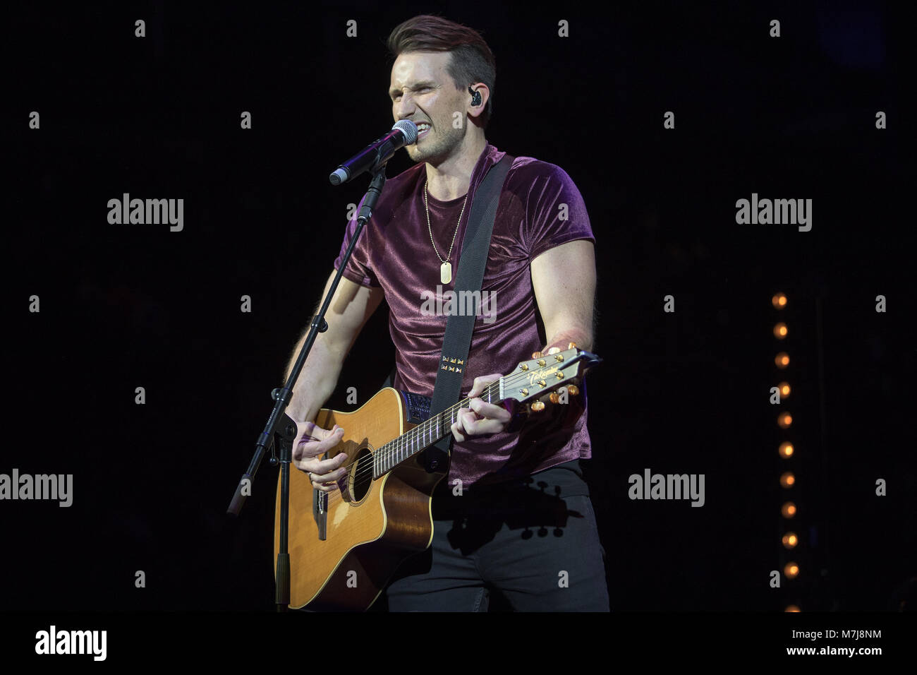 London, England. 11th March 2018,  Russell Dickerson preforming  During Country To Country  at The O2 Arena on March 11th, 2018, London. England.© Jason Richardson / Alamy Live News Stock Photo