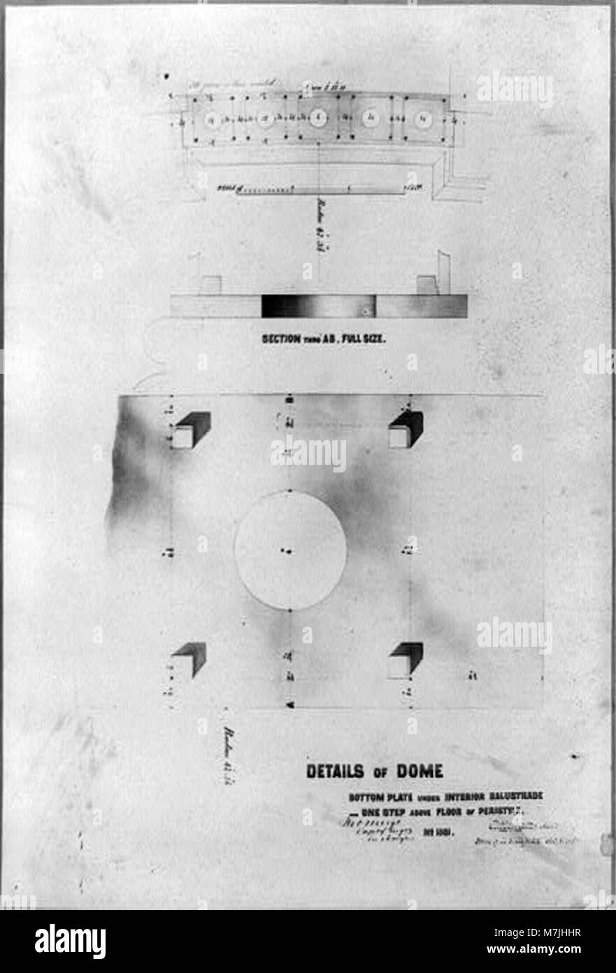 Details of dome, bottom plate under interior balustrade, one step above