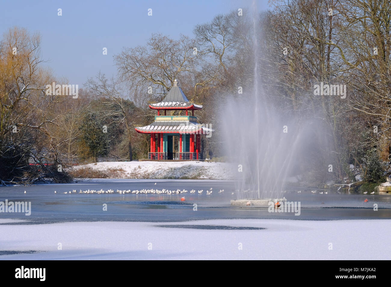 Victoria Park in winter, London, United Kingdom Stock Photo