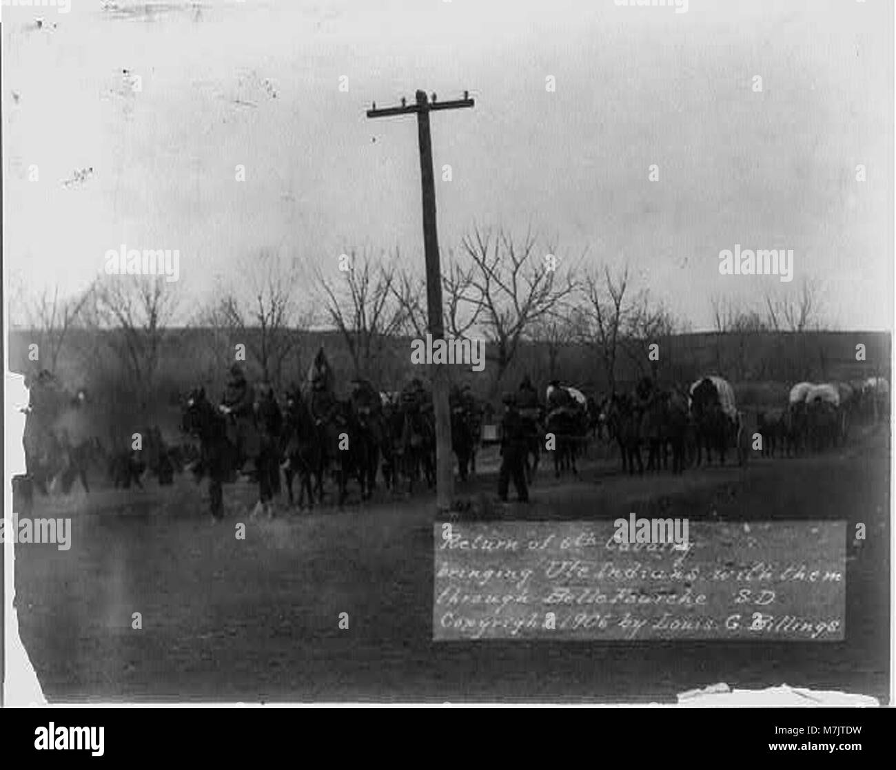 Return of 6th Cavalry bringing Ute Indians with them through Belle Fourche, S.D. LCCN2002715175 Stock Photo