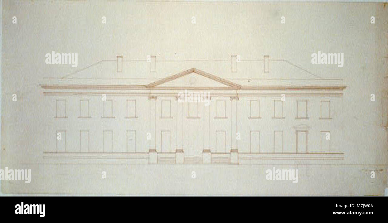The White House, Washington, D.C. Front elevation LCCN2002712058 Stock ...