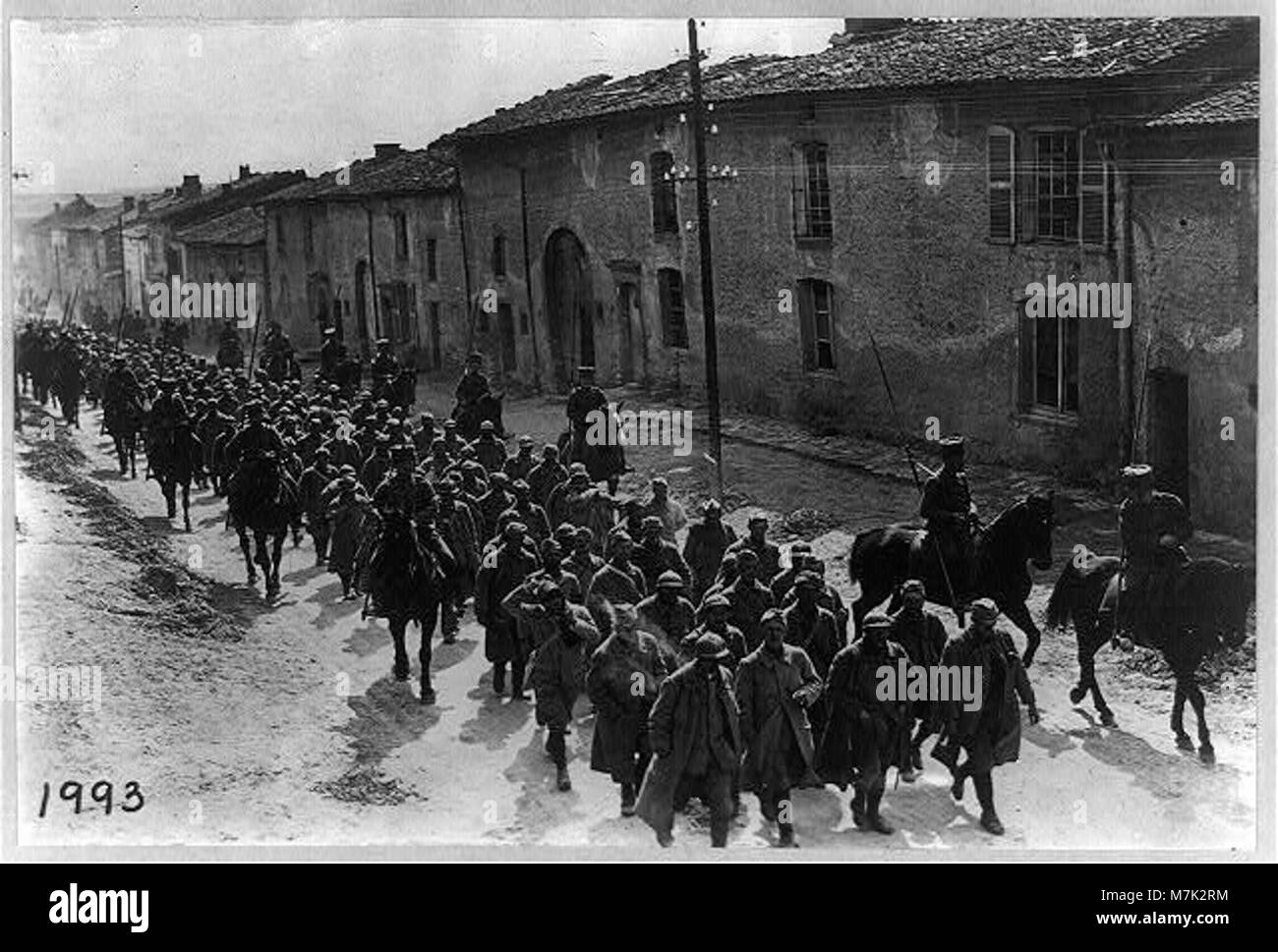 A photograph showing French prisoners being brought in from the ...