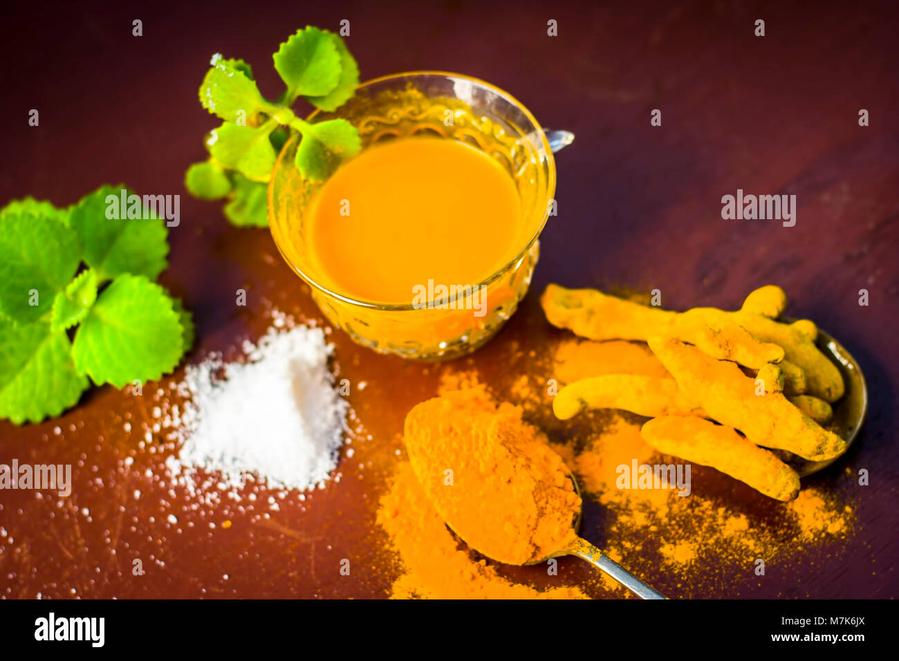 Tea of turmeric,Curcuma longa,Haldi, Ajwain,Trachyspermum ammi and salt
