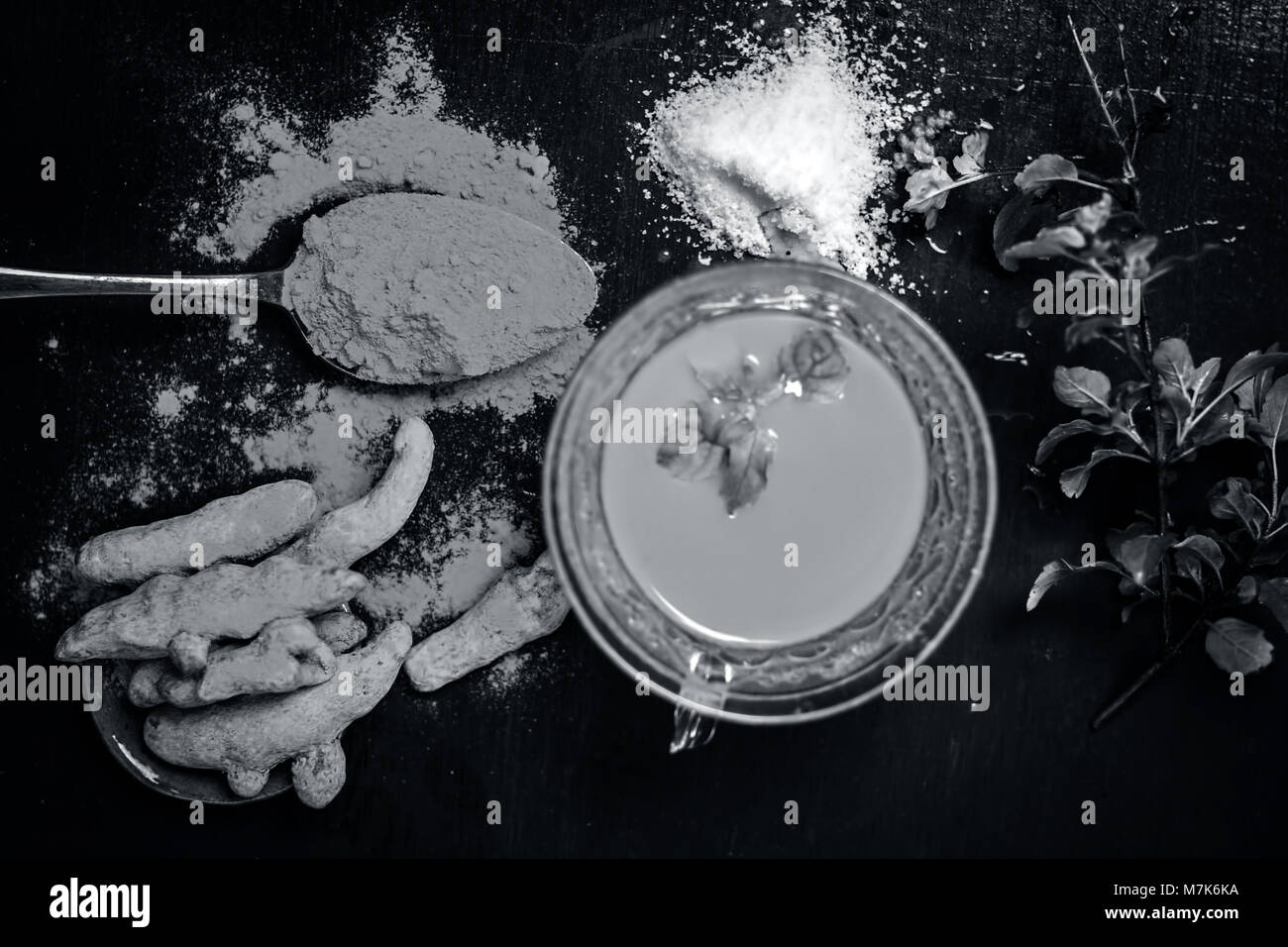 Tea of turmeric,Curcuma longa,Haldi, Ajwain,Trachyspermum ammi and salt