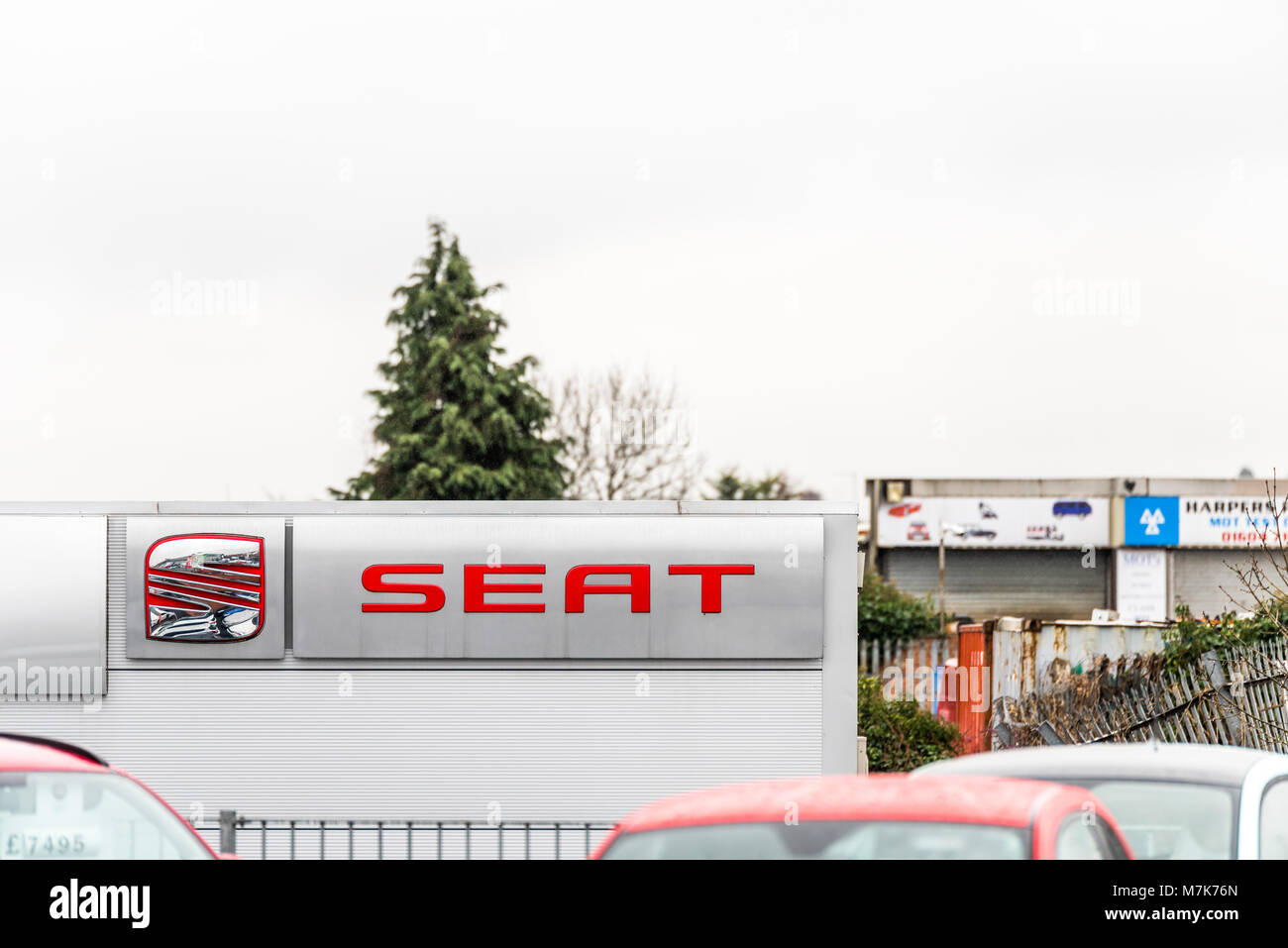 Northampton UK February 03 2018 Seat logo sign stand in Northampton