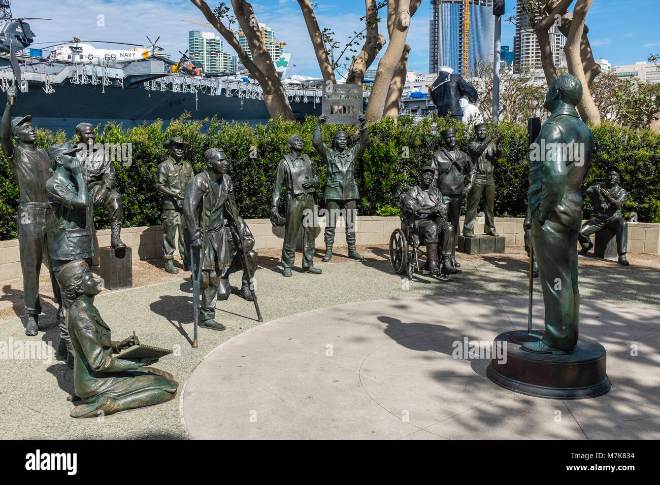 SAN DIEGO, CALIFORNIA, USA - National Statue to Bob Hope and the Military located on Harbor Drive in Downtown San Diego. Stock Photo