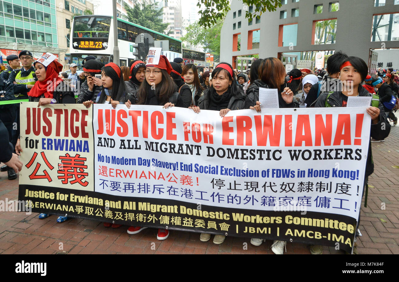 Justice for Erwiana Protest by migrant workers Hong Kong. Foreign ...