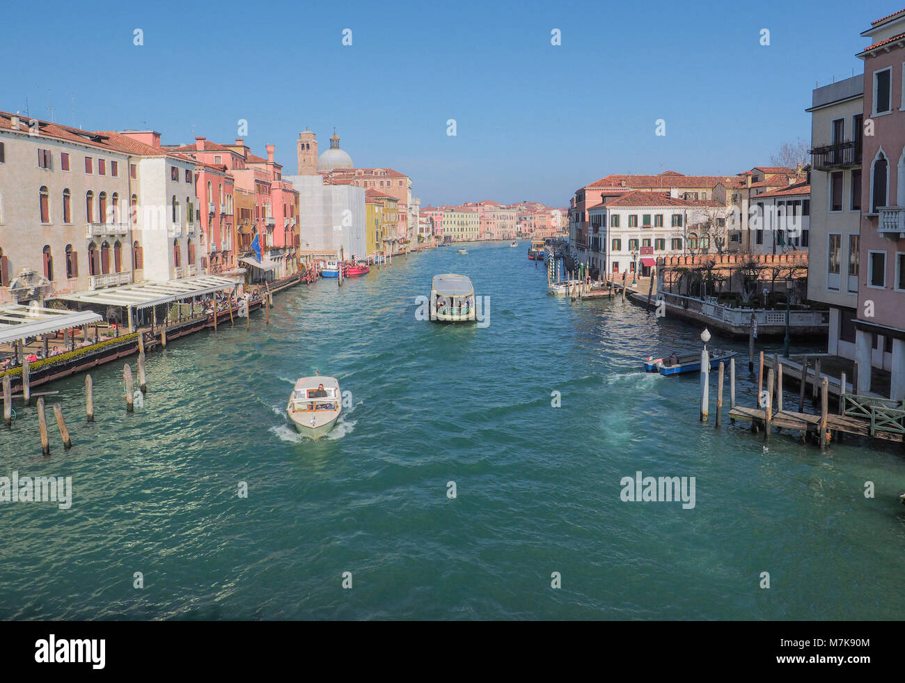 the Grand Canal (Canal Grande), famous all over the world for the princely palaces that overlook it. Venice, Italy Stock Photo