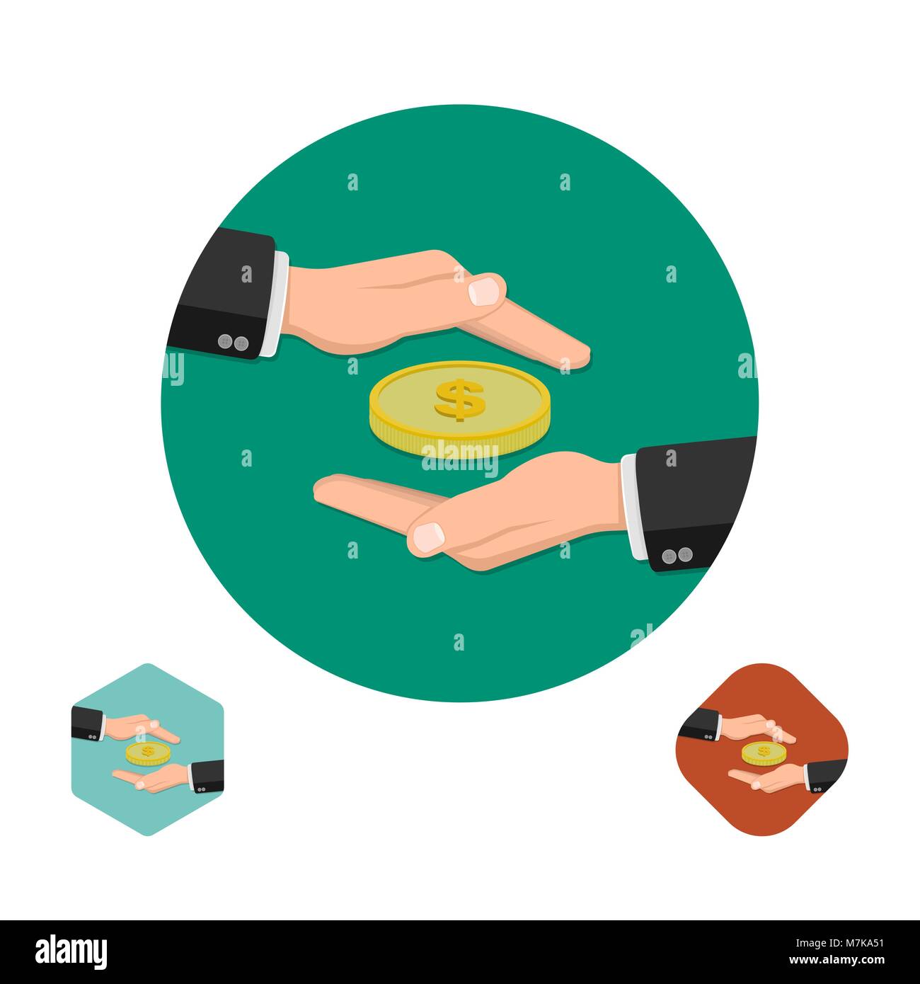 Icon preservation of money. Deposit insurance. Vector illustration. Stock Vector