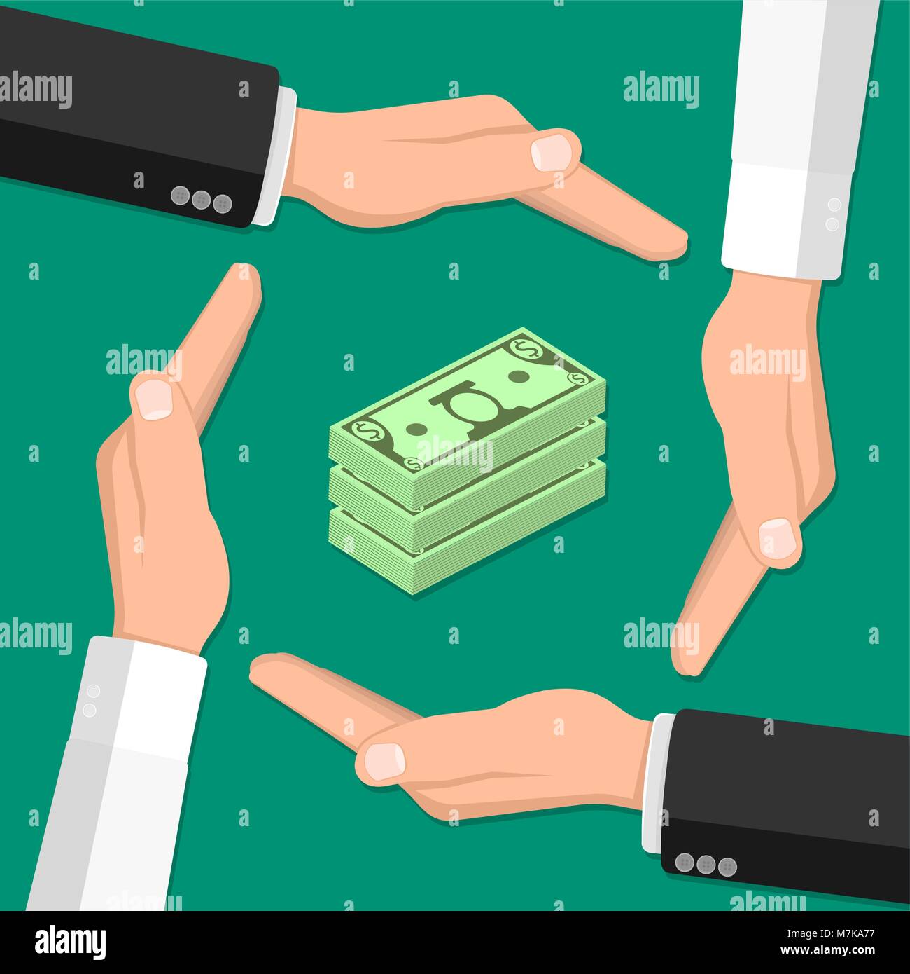Concept of insurance of money. Investments and banking. A vector illustration in flat style. Stock Vector