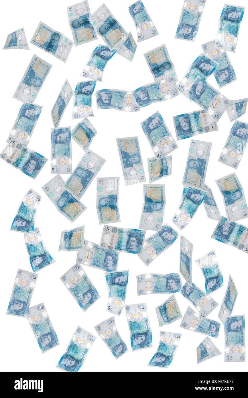 concept image of british banknotes / currency falling Stock Photo
