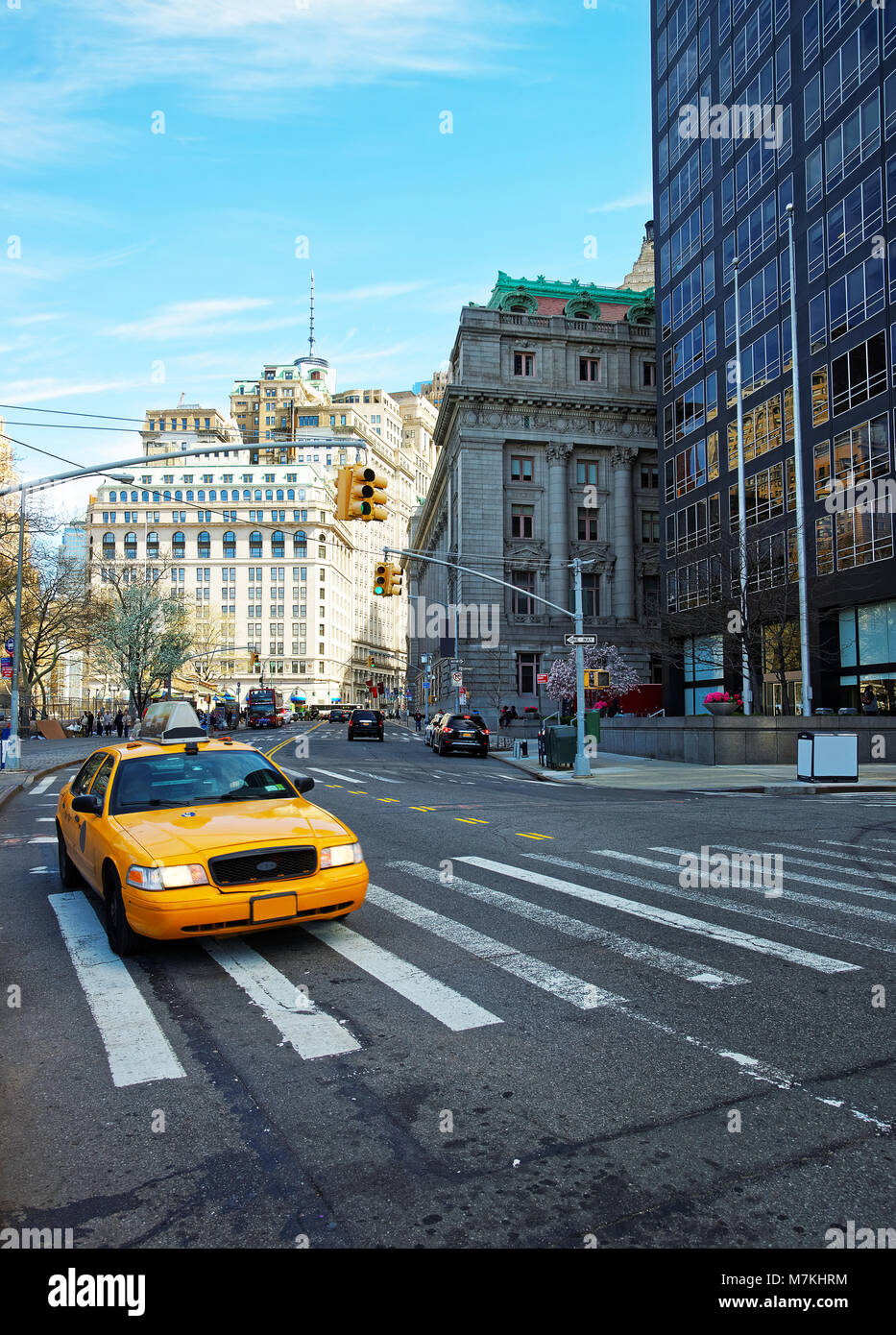 Street view in Financial District of Lower Manhattan, New York City ...