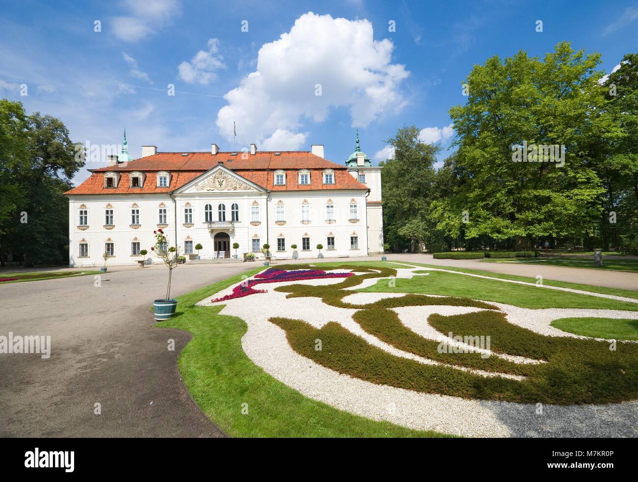 NIEBOROW, POLAND - AUGUST 20: Aristocratic Baroque palace surrounded by a French-style garden on August 20, 2016 in Nieborow, Poland Stock Photo