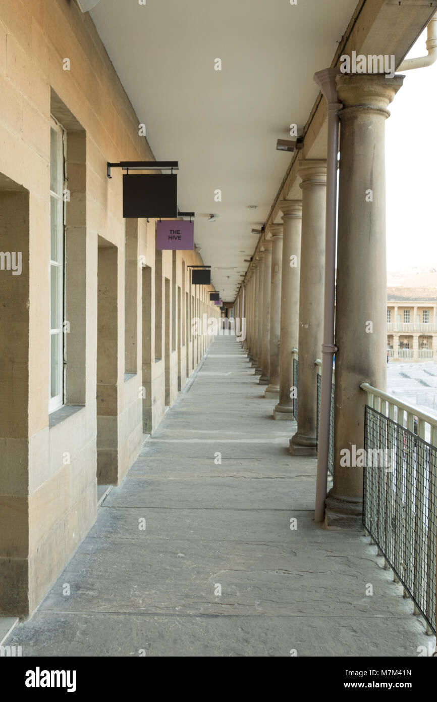 A colonnade from The Piece Hall, Halifax, England Stock Photo