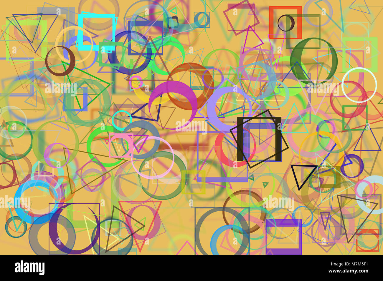 Random circle, square, rectangle & triangle shape, digital generative ...