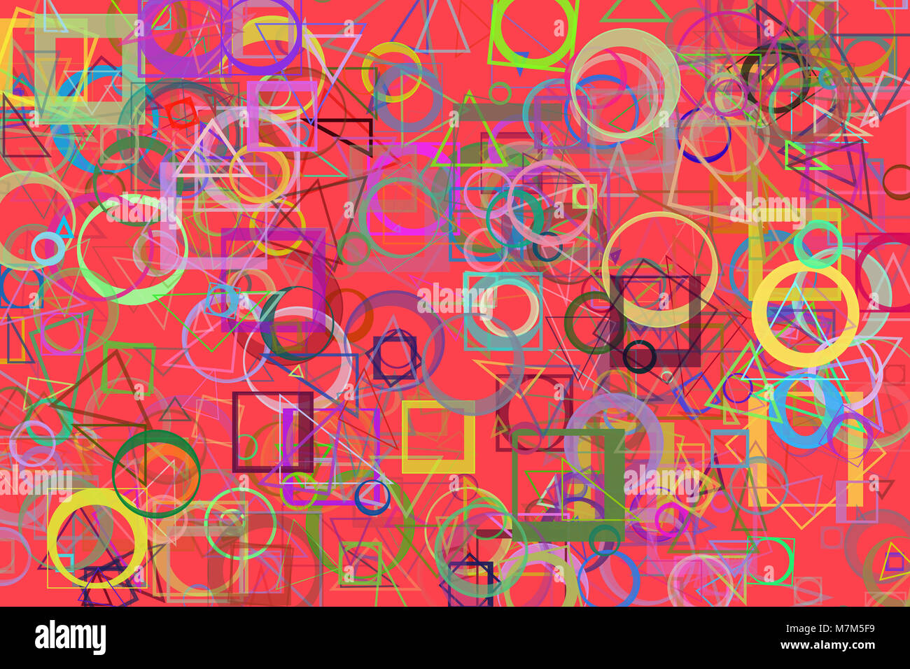Random circle, square, rectangle & triangle shape, digital generative ...