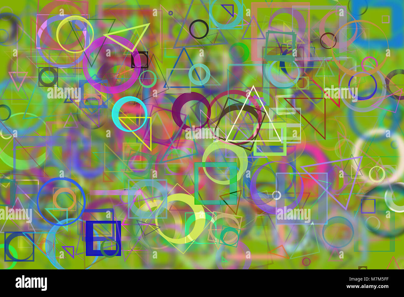 Random circle, square, rectangle & triangle shape, digital generative ...