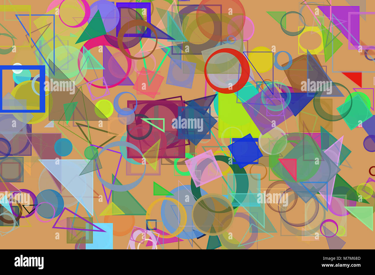 Random circle, square, rectangle & triangle shape, digital generative ...