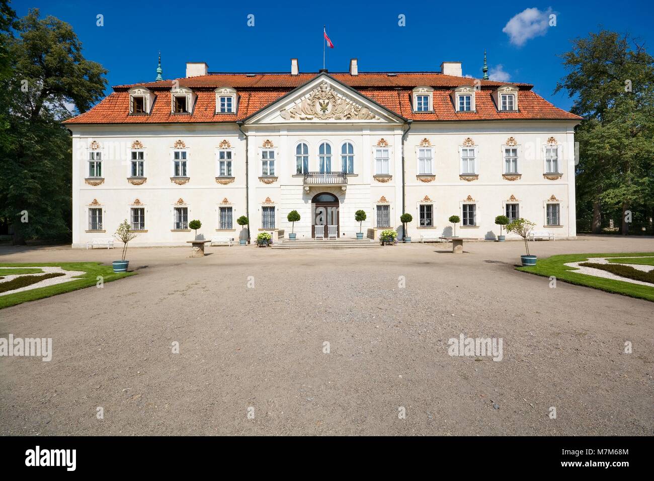 NIEBOROW, POLAND - AUGUST 20: Aristocratic Baroque palace surrounded by a French-style garden on August 20, 2016 in Nieborow, Poland Stock Photo