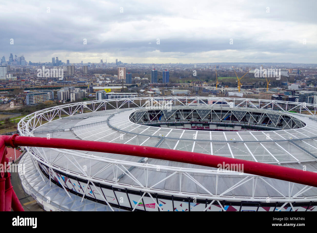 Aerial view of the London Stadium, Queen Elizabeth Park, London, UK Stock Photo