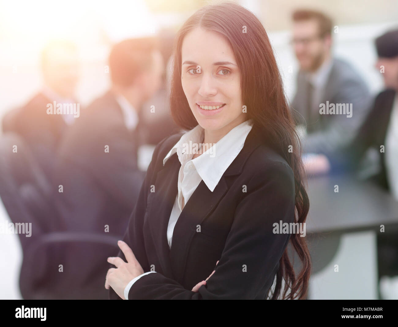 woman Manager in the background of the office Stock Photo - Alamy